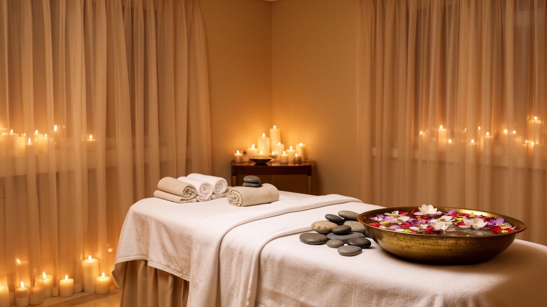Luxury candlelit spa treatment room at Modern Spa Udaipur